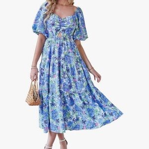 Amazon puff sleeve flowy dress